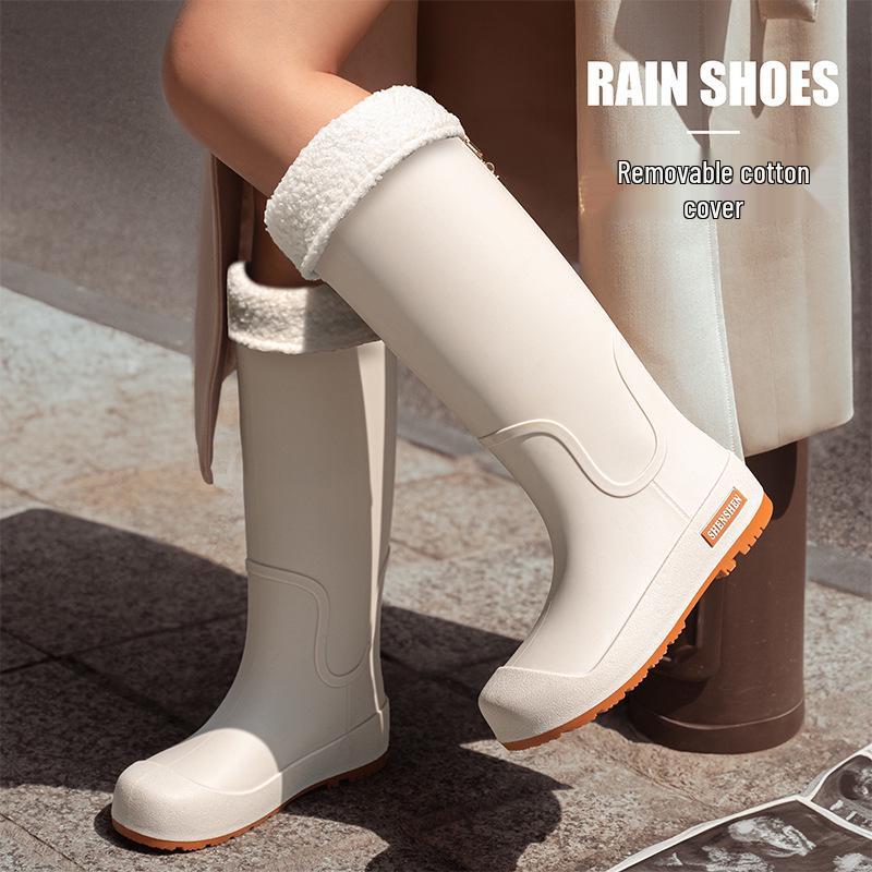 Women's Waterproof High-Top Rain Boots - Non-Slip, Wear-Resistant, Low Heel, Korean Style, Four Seasons Outdoor Use