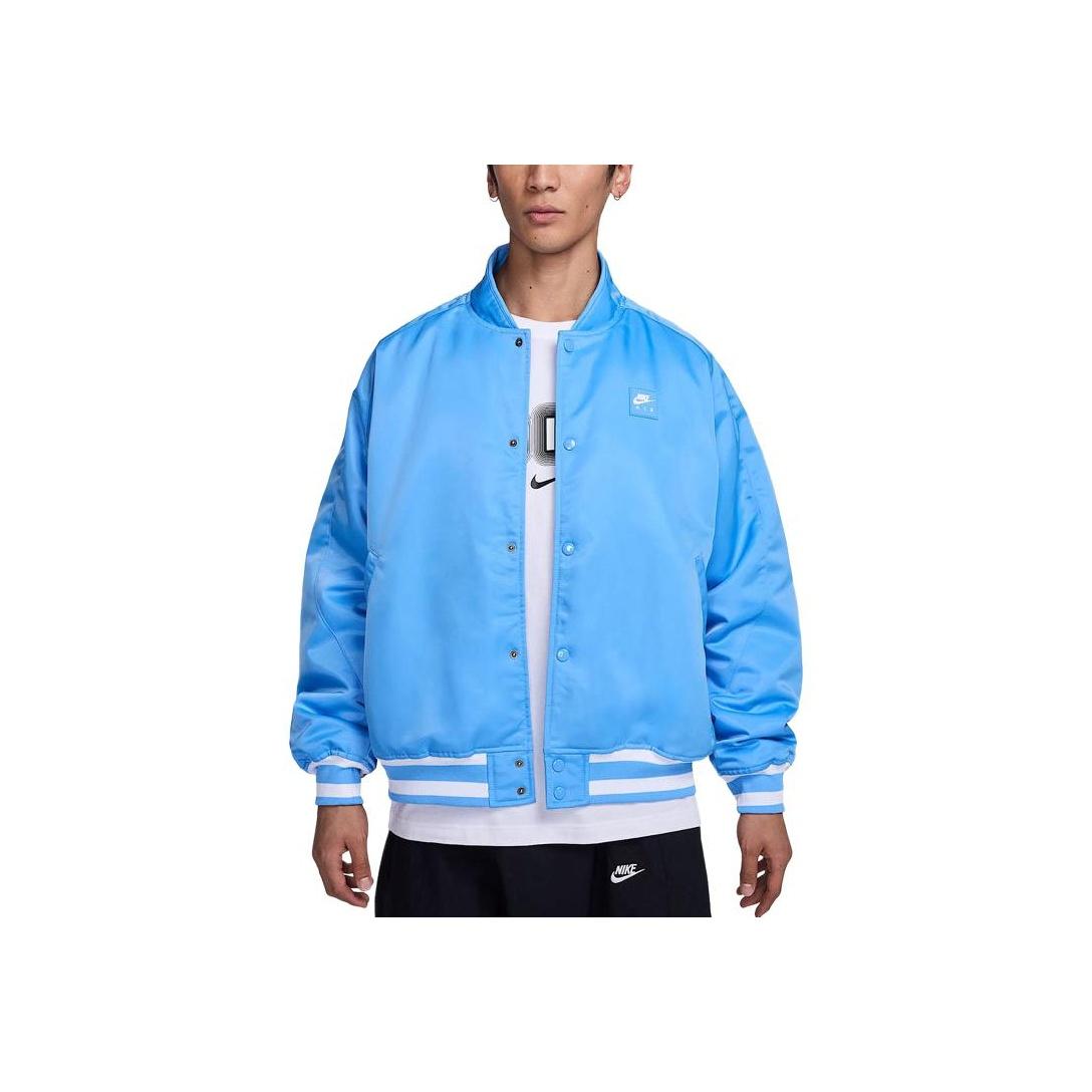 

Nike Logo Single Button Pocket Loose Long Sleeve Cotton Jacket Men jackets Blue HJ0302-412 L