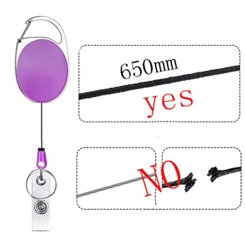 1pc Belt Rope Office Lanyard Clip Keychain Name Tag Holder Keyring Id Card Key Ring Cord Reel Retract Pull KeyChain Badge Holder