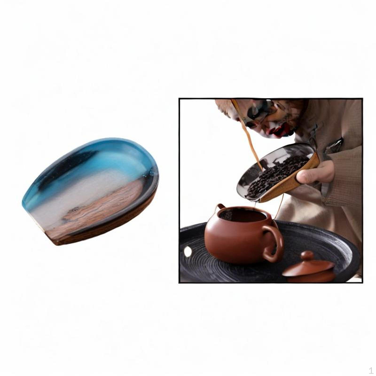 

Coffee Bean Cup Tea Scoop Wood Resin Single Dose Ceremony Accessory Holder Weighing Bowl for Color E