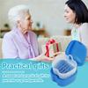 Denture Case Denture Bath Box False Teeth Storage Box with Rinsing Basket Portable False Teeth Storage Case Oral Hygiene Supply