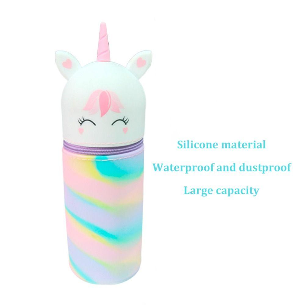 Straight/Folding Unicorn Pen Case Large Capacity Pen Holder for Students