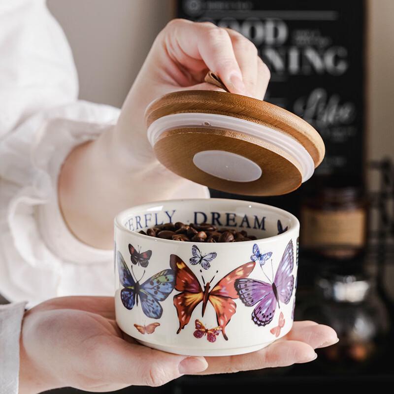 Elegant Butterfly Ceramic Tea Canister Set