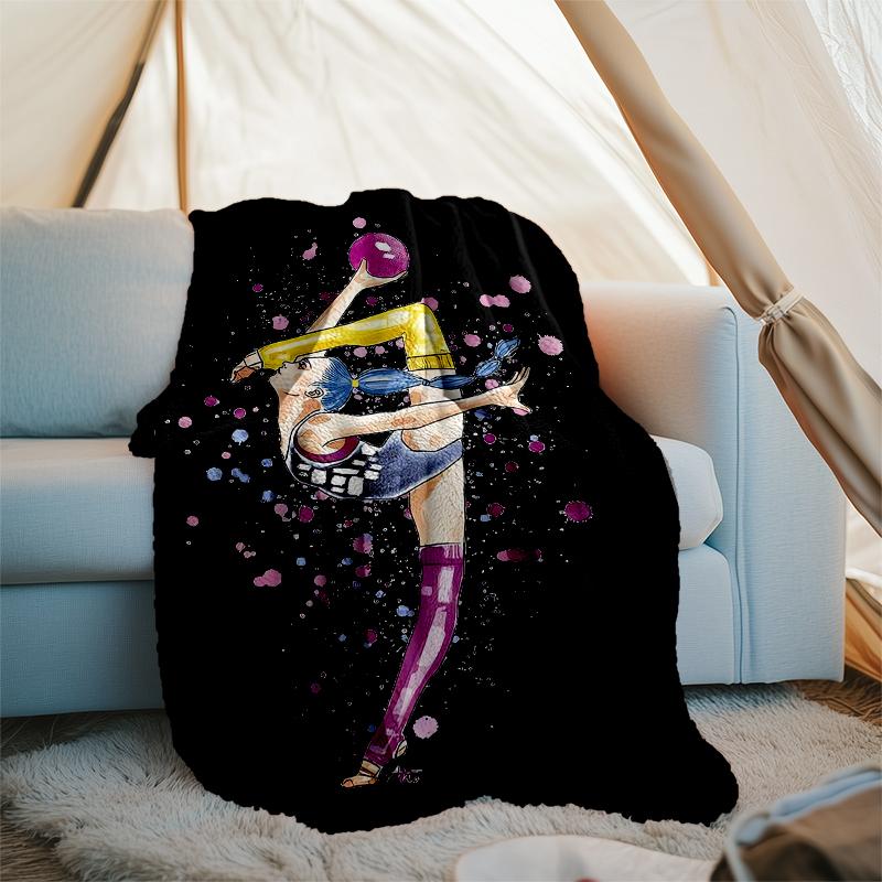 Gymnastics Theme Printed Blanket - Perfect for Couch, Bed, Travel & Outdoor Use | Machine Washable, Cozy & Durable.