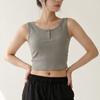 Meositda Daily Routine Button Sleeveless Tank Top