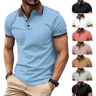 Nuevo POLO informal para hombre, botones de solapa acanalados, franjas de diferente color, cientos de camisetas a la moda