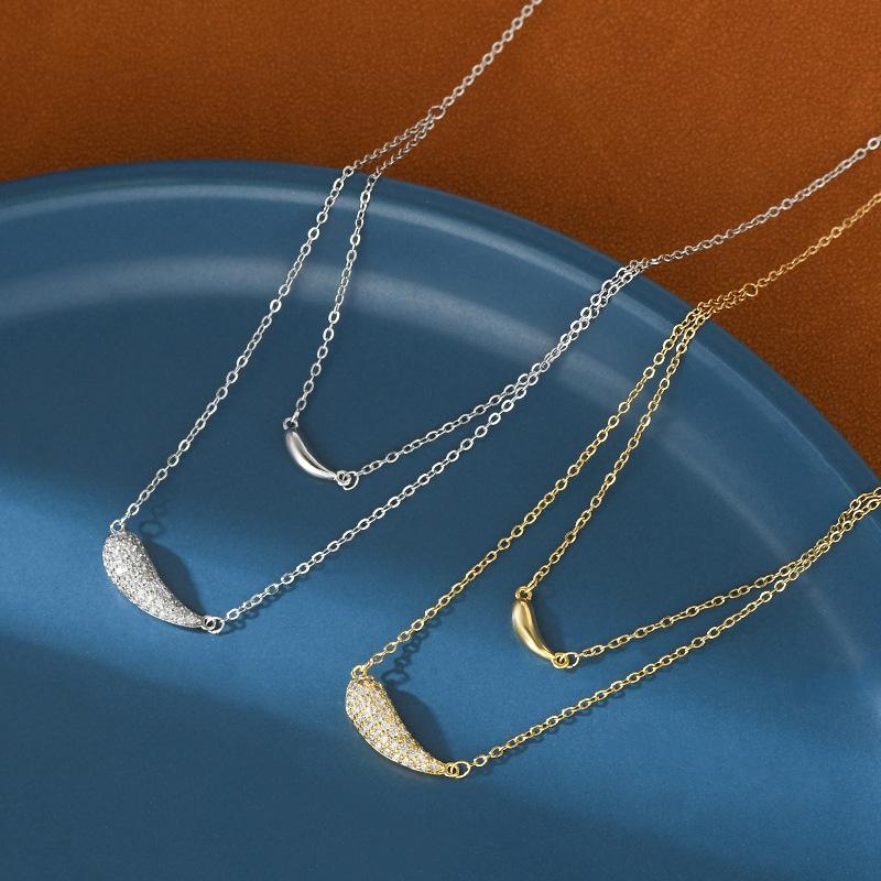 New 925 Sterling Silver Double-Layer Zirconia Necklace: Minimalist Choker—Perfect Birthday Gift for Women, Exquisite Jewelry