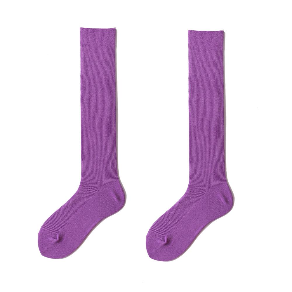 Candy-colored Knee-high Socks, Trendy Long Socks, Mid-calf Socks, Solid-colored High Socks, Sweat-absorbing and Breathable