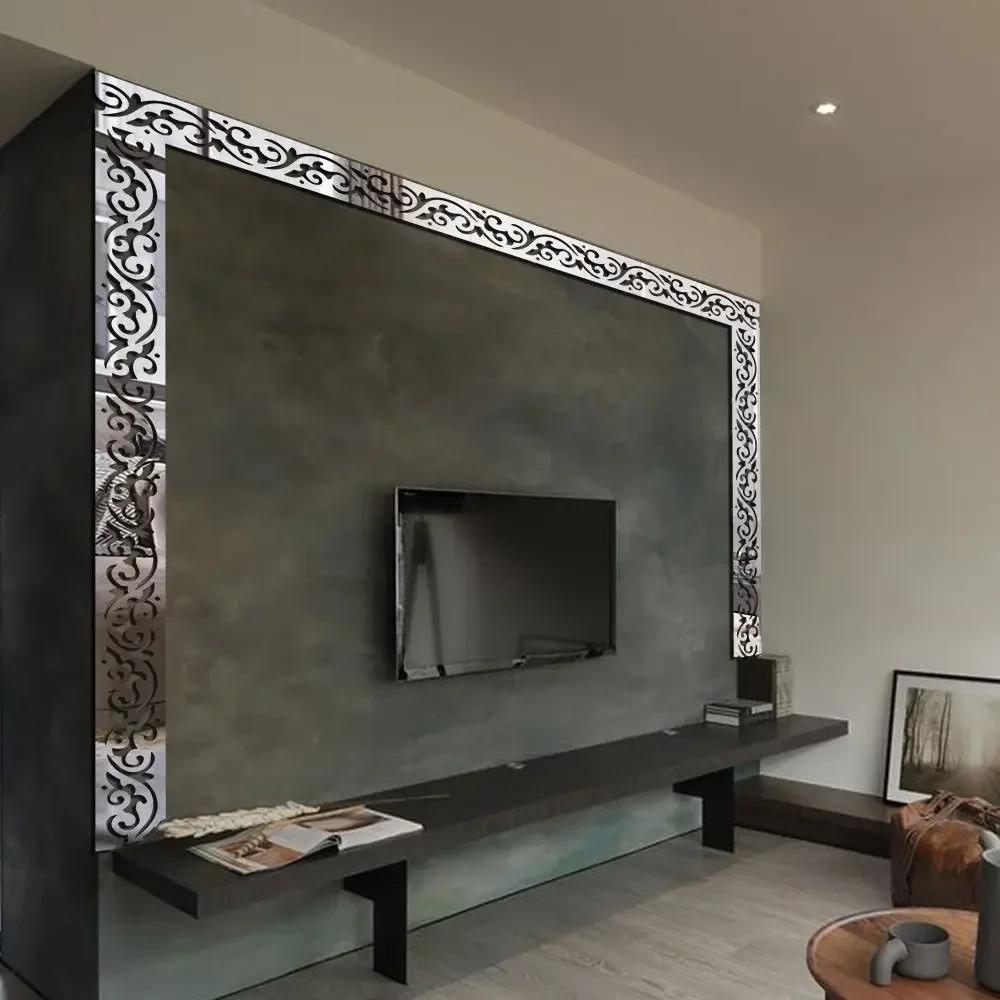 Self Adhesive Mirror Waist Line Acrylic Material 3D Design Self Adhesive Wall Paster Creative Pattern Edge Strip