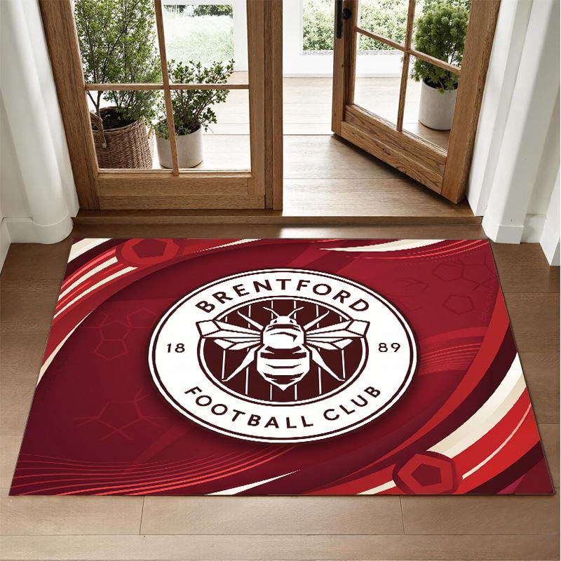 Brentford Football Design Crystal Velvet Rug Soft Decorative Mat for Bedroom Entrance