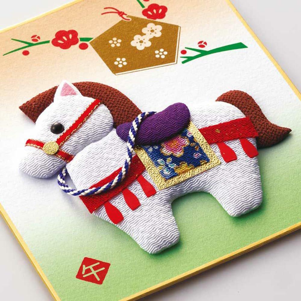 Sakura Horikiri Japanese Oshie Fabric Craft Kit 2026 Year of the Horse New Year Decoration Shikishi Board 12x13.5cm 3902590