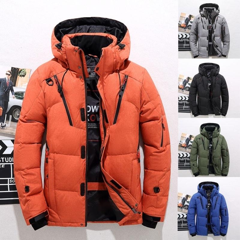 Herren Winter Warm Ente Daunenjacke Ski Verdicken Schnee Dick Mit Kapuze-Puffer