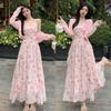 Plus Size Sweet Rose Ruffle Dress with Sun Protection Cardigan