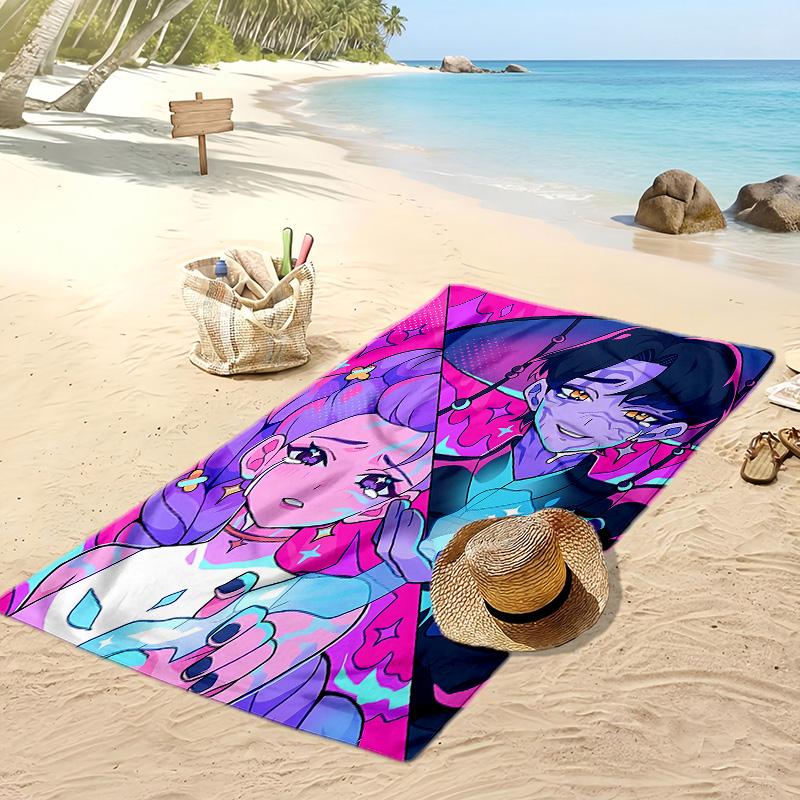 Kpop Dämonenjäger Bedrucktes Strandtuch, Großes Saugfähiges Schnelltrocknendes Handtuch für den Sommer, Outdoor, Schwimmen