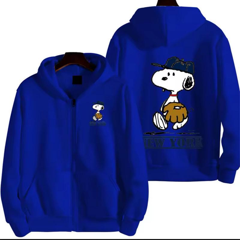 Anime Snoopy Zip-Up Hoodie - Cute Digital Print Sweatshirt