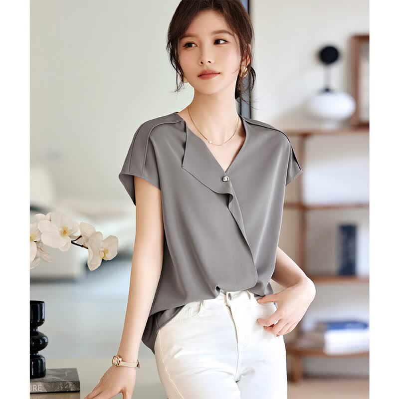 La Chapelle Women s Irregular V-Neck Blouse XL