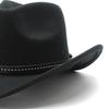 Vestlig Cowboyhatt for Menn Kvinner Filt Bredbremmet Cowgirlhatt med Sølvperler Rull opp Fedora-hatt for Wild West Kostymefest Halloween Cosplay
