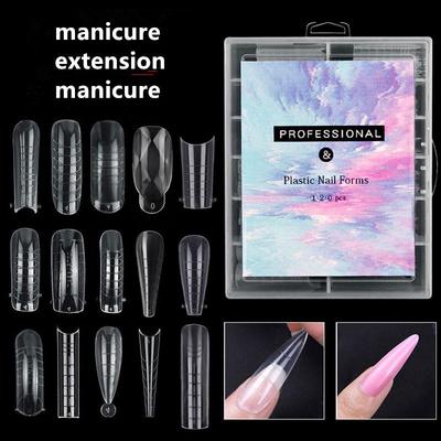 Maniküre-Nagelform, Kristallverlängerung, papierlos, schnelle Phototherapie-Verlängerung, Nagelstück, 120 Stück im Karton