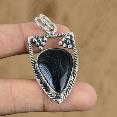 Pendentif Tendance Ethnique Élégant Nouveau Poire Argent Sterling Sardonyx Naturel Nacre