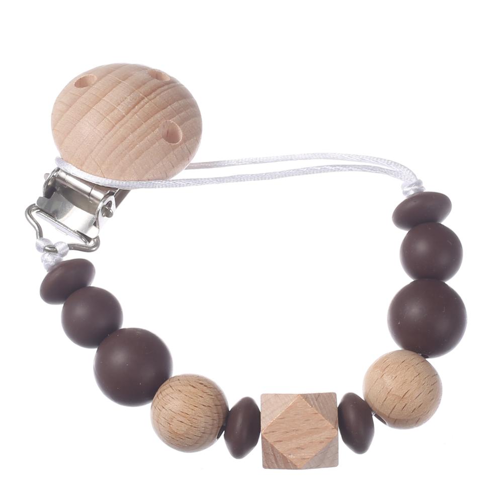 New Baby Pacifier Chain Clips Wood Silicone Round Octagonal Beads Teething Chain For Infant Appease Soother Dummy Holder Clip