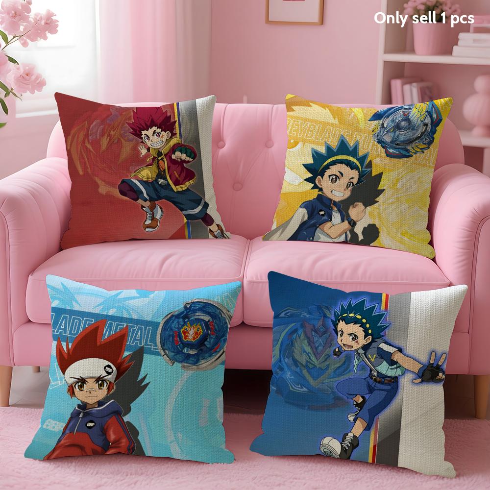 Hot Anime B-Beyblade Cushion Cover Summer Coolness Linen Fabric Double-Sided Printing Pillow Case Sofa Home Decor Gift
