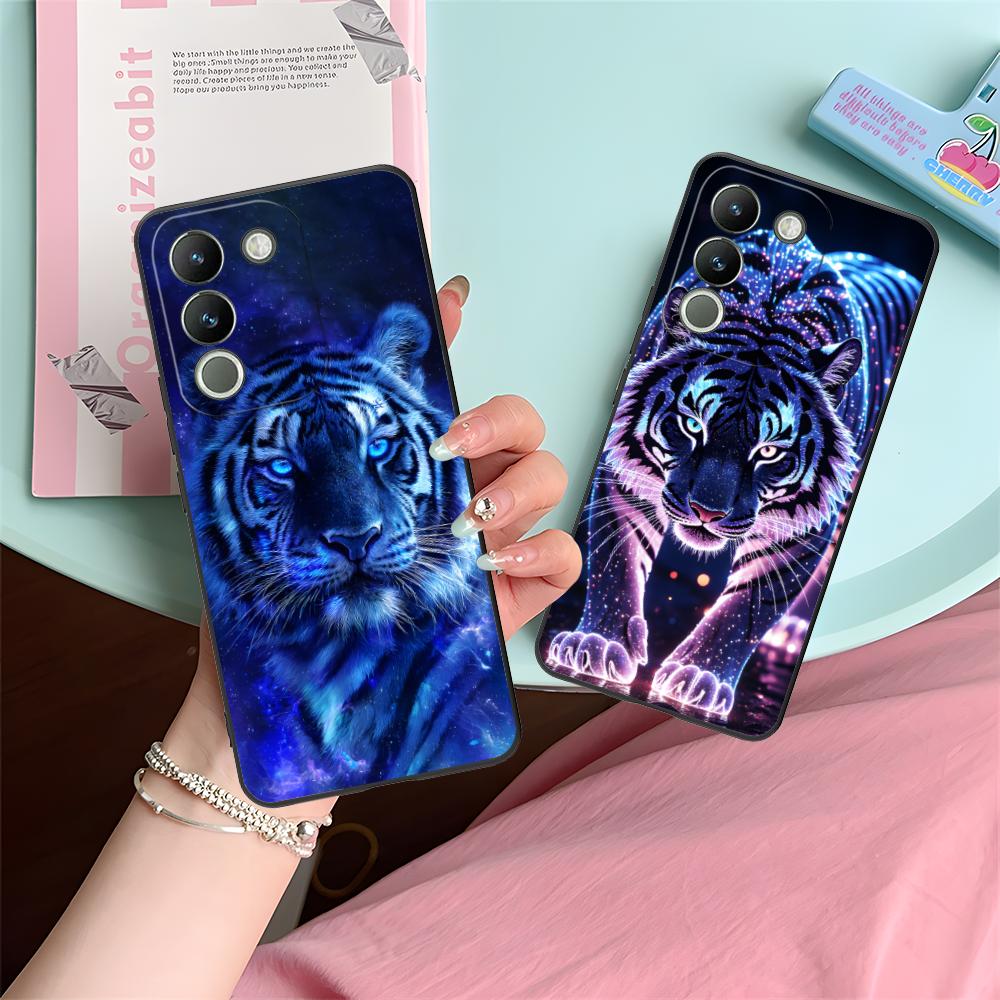 Tiger Neon Mobile Cell Phone Case for VIVO V60 V50 V40 V30 V29 V27 V25 V23 Pro Lite 5G Colorful Printing Cover Cover Smartphone