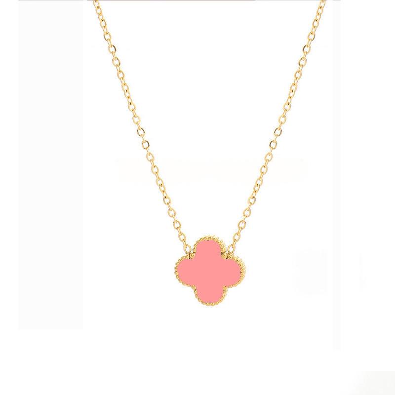 15MM Double-sided Titanium Steel Four-leaf Clover Necklace Female Simple Fashion Clavicle Chain Necklace