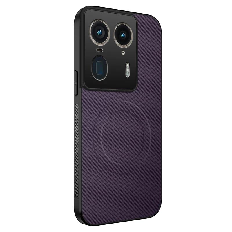 

Чехол для телефона из ПУ силикона с рисунком из углеродного волокна для MOTO Edge 50 Fusion Pro Ultra Neo Магнитная беспроводная зарядка Мягкие накладки на заднюю панель For Edge 50 Fusion фиолетовый