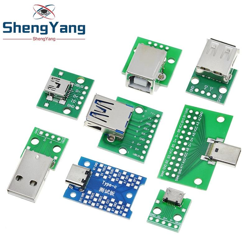 5/10 Stück USB-Stecker / Mini-Micro-USB auf DIP-Buchse Adapter 2,54 Stecker B Typ-C USB 2.0 3.0 Buchse Konverter