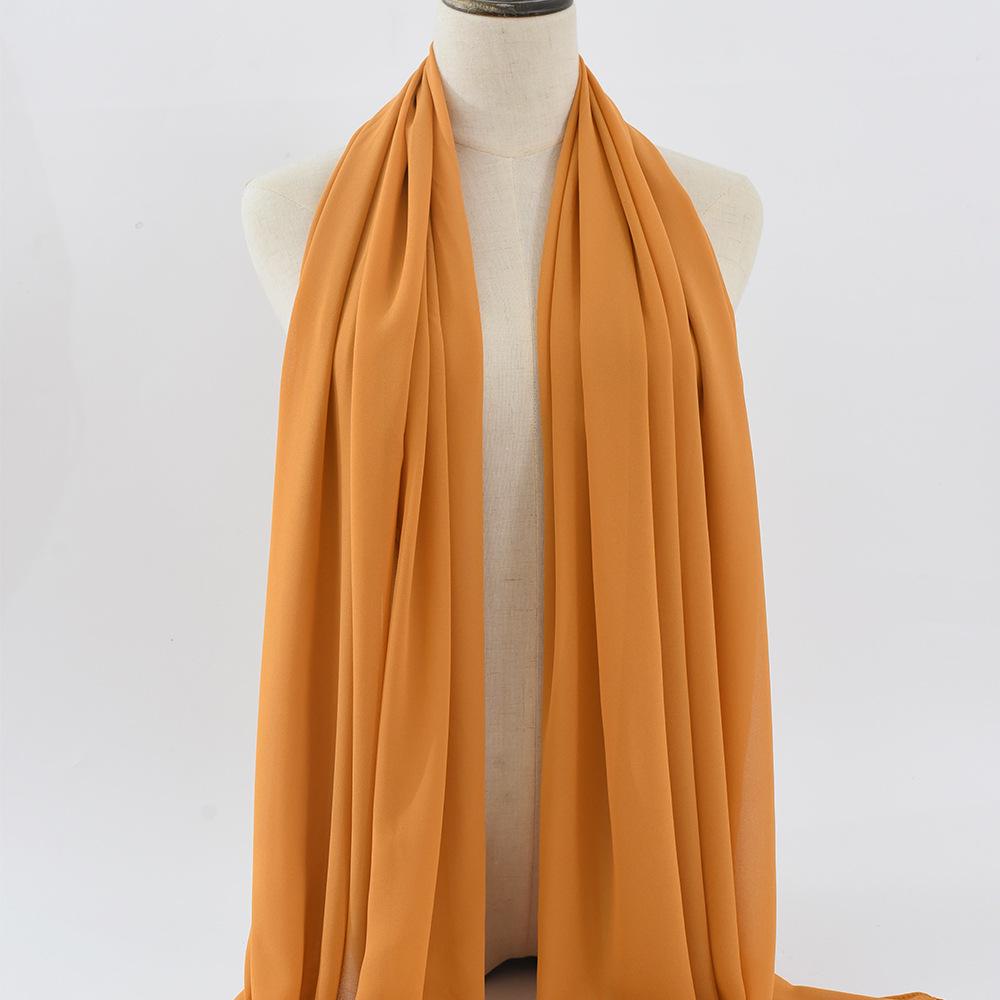 Damen einfarbiger Perlen-Chiffon-Bubbleschal, langer Seiden-Kopfschal, 70x180cm, nahöstlicher Stil