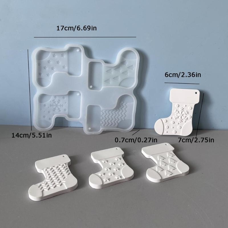 Food Safe Silicone Christmas Stocking Molds Easy Release Design Handmade Holiday Decorations Crafting Supplies