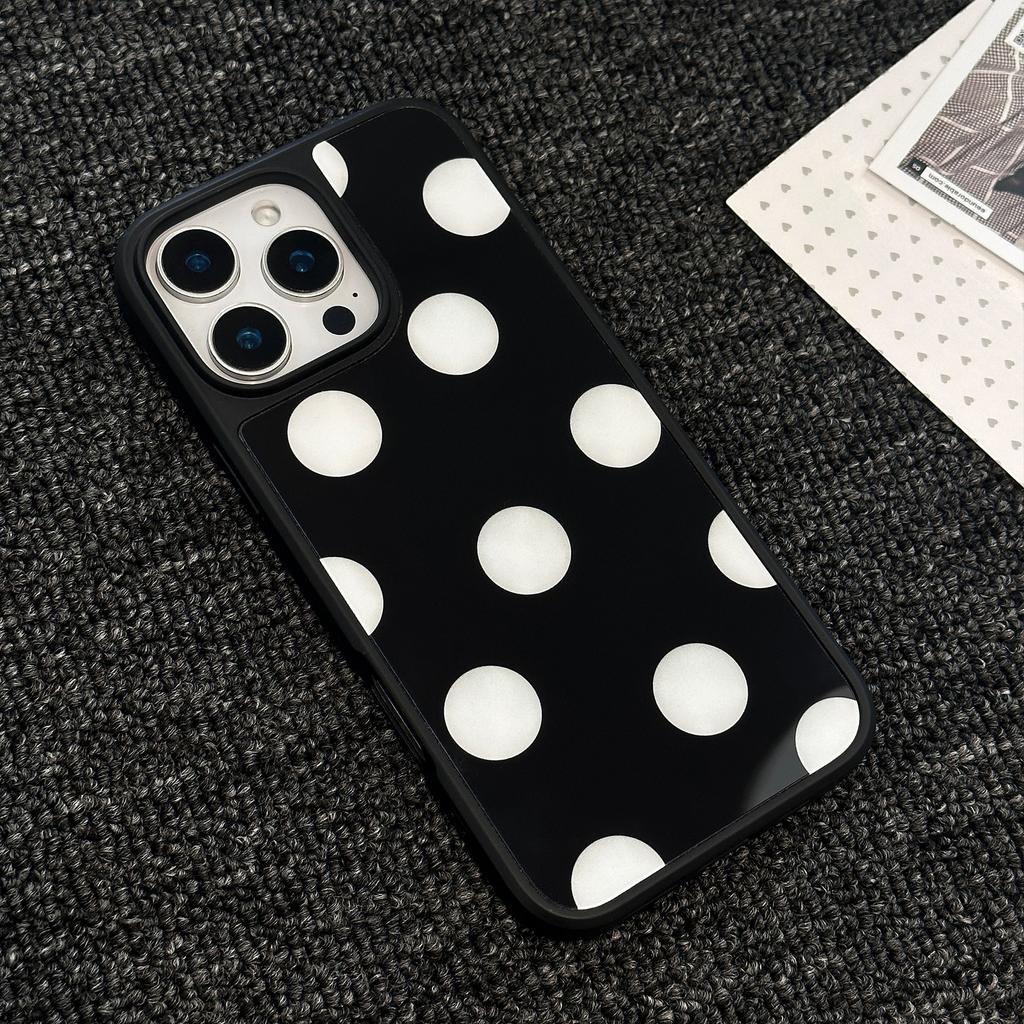 Simple Polka Dots Suitable for Apple 15 Promax Mobile Phone Case Iphone16 Dopamine 12 Acrylic 13 Anti Fall 14