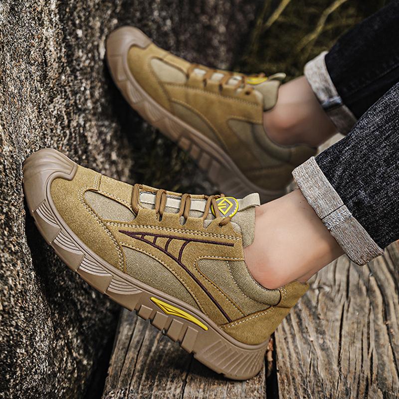 Oulylan  New Men's Lightweight Safety Shoes Breathable Low-Top Work Shoes Wear-Resistant Labor Protection Shoes