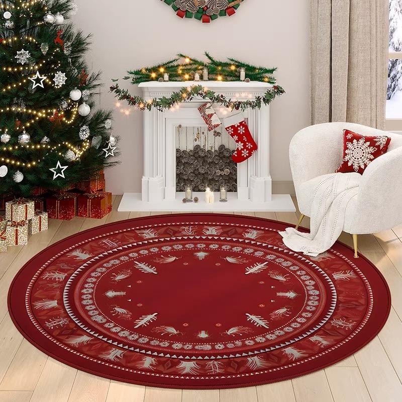 Christmas Themed Carpet Round Living Room Bedroom Non-Slip Decorative Mat Rectangular Entrance Can Be Tailored Floor Mat