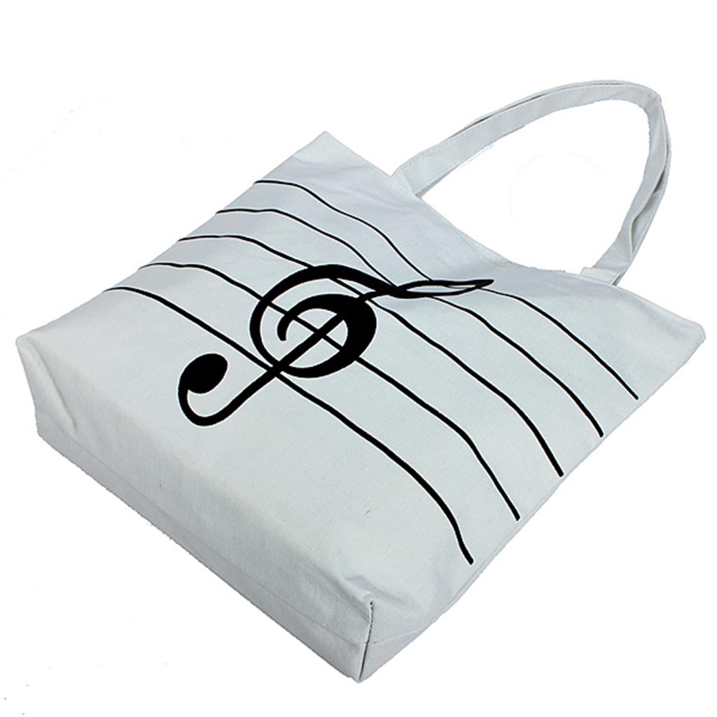 New Women Casual Canvas Musical Note Tote Shopping Shoulder Bags Girls-Handb.zh