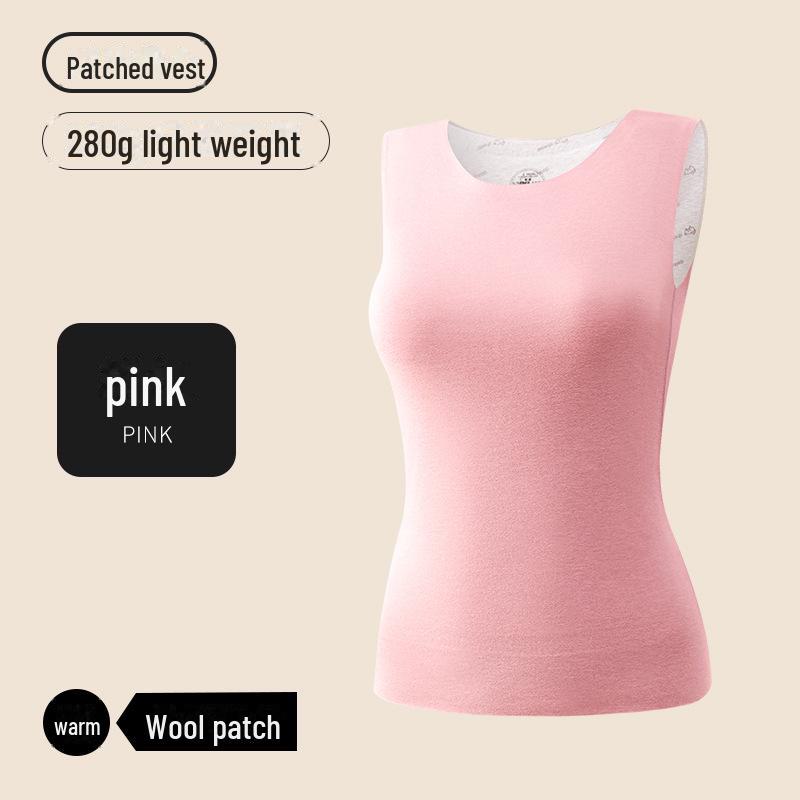 

Women s 100% Wool-Filled Patch Warm Vest with Chest Pad, Antibacterial Seamless Innerwear for Autumn and Winter. XXL рожевий