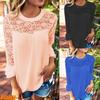 Elegant Chiffon Lace Blouse Loose Fit Pullover Long Sleeve T-shirt For Women