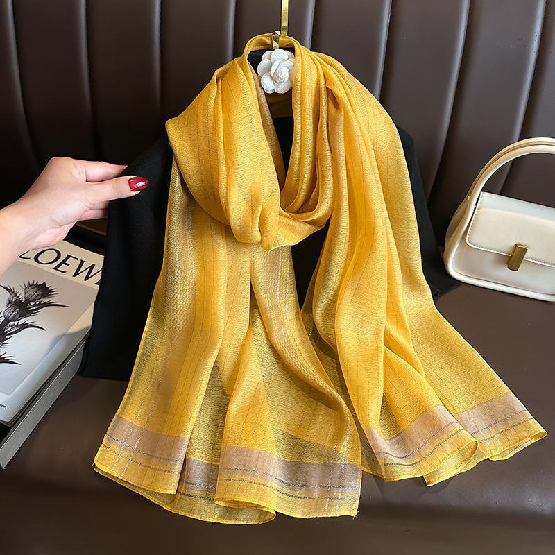 Long Silk Wool Scarf Shawls And Wraps For Women Solid Foulard Pashmina Poncho Female Summer Sunscreen Scarves Hijab Bandana