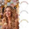 Glitter HAPPY BIRTHDAY Headband Metal Hair Accessories Crystal Birthday Tiaras Rhinestone Princess Hairbands Adult Girl