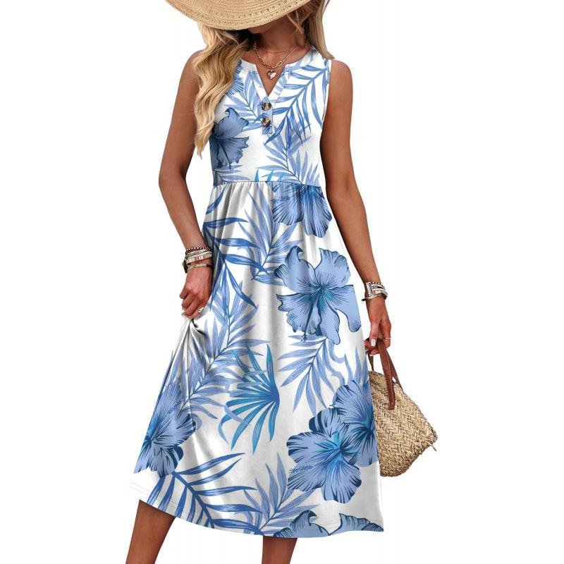 European simple casual vacation style beach vest skirt 2026 summer new temperament dress S