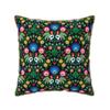 Poland Polish Florals Folk Art Flowers Soft Velvet Throw Pillow Case x Inch Pillow Cover for Home Sofa Couch Bed Car Decor