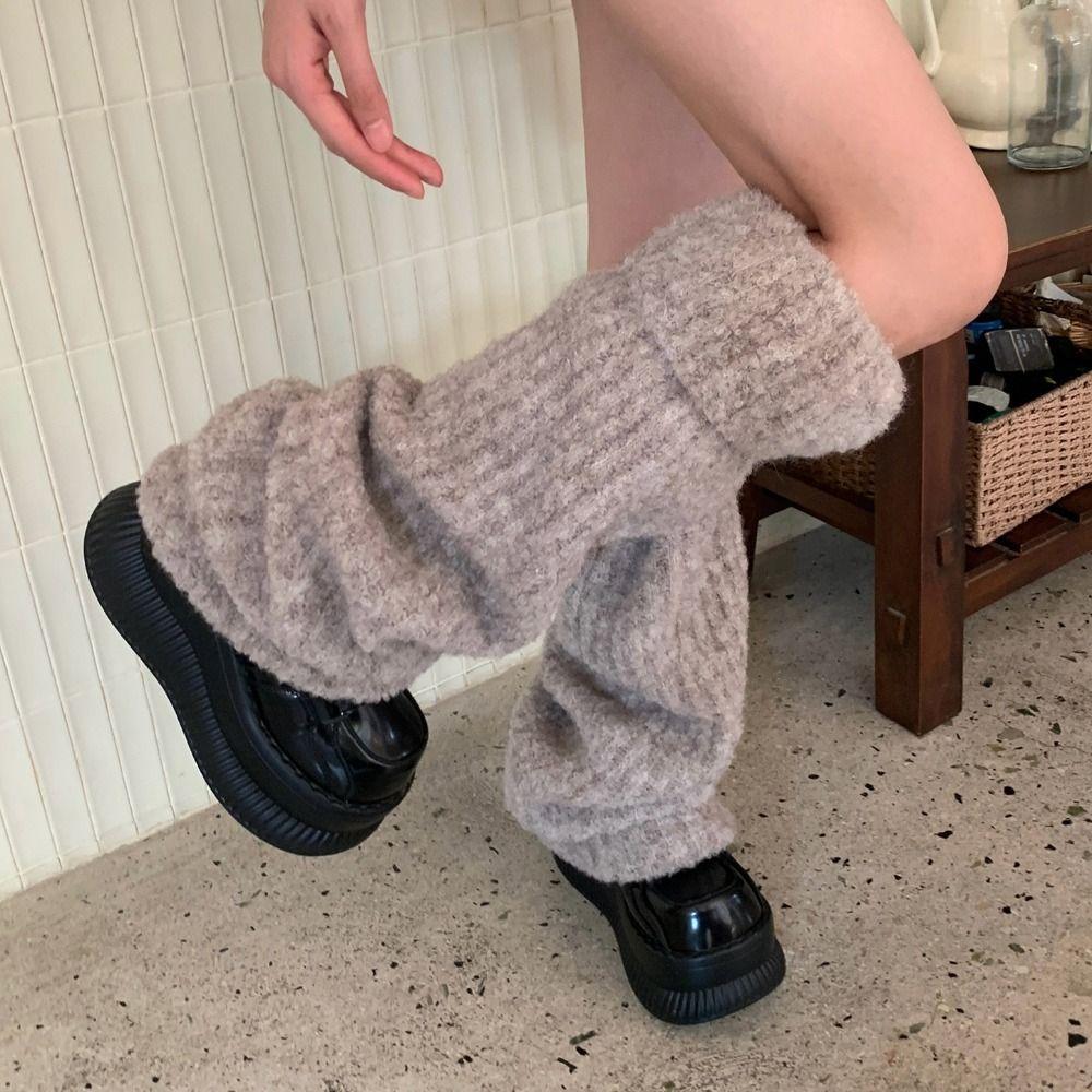 Thick Warm Kinted Leg Warmer Foot Cover Knit Long Stockings Winter Leg Warmers Accessories