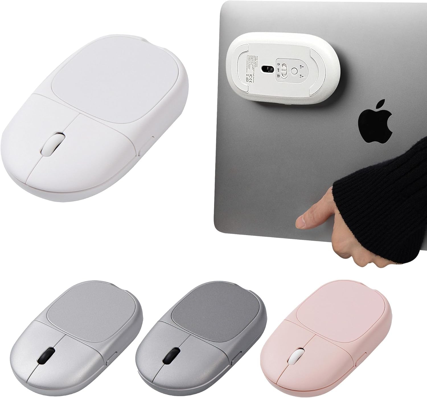 

fromseed Wireless Mouse White Wireless Laptop Tablet with Magnet Portable