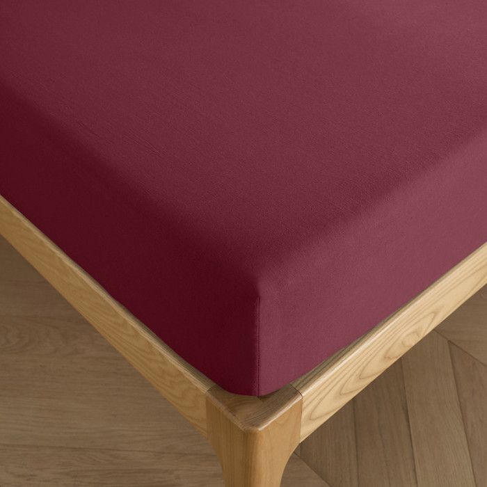 Drap housse 160 x 200 cm bonnet 30 cm "Prémium" pour lit 2 places - Prémium Grenat