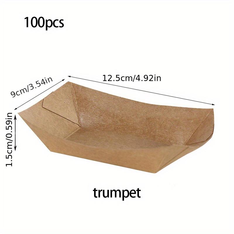 100 Pcs Disposable Kraft Paper Coated Boat Boxes - Ideal for Packing Fried Chicken, Popcorn, Fried Snacks, Etc