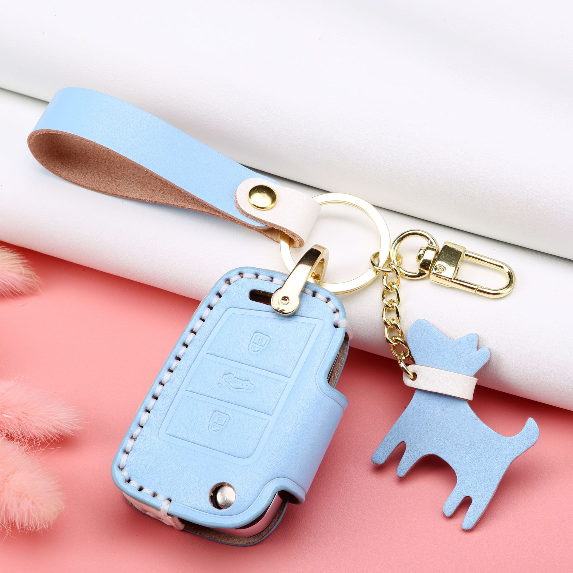 

Кожаный чехол для ключей подходит для женского чехла для ключей Volkswagen.