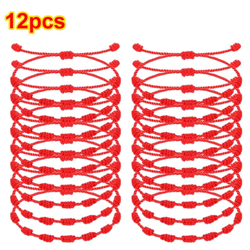 12Pcs/Set Handmade Turkish Lucky Evil Eye Bracelets For Women Men Blue Eyes Braided Red Rope Lucky Bracelet Friendship Jewelry