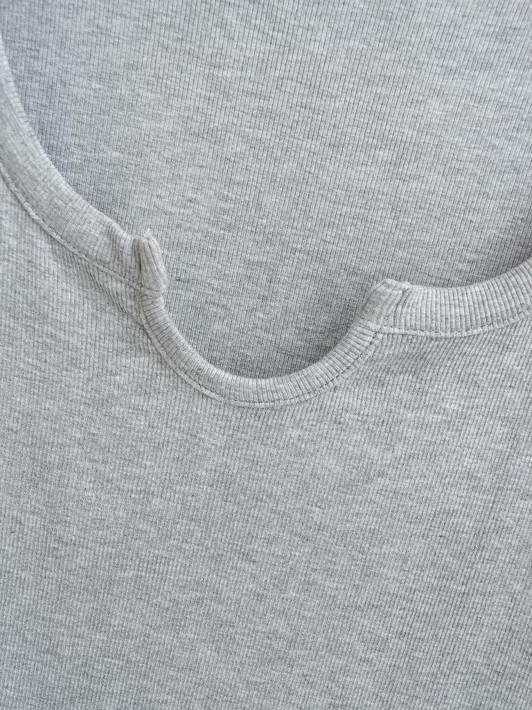 Summer 2025 European & American Style Ribbed Slim Fit U-Neck Short Sleeve Top