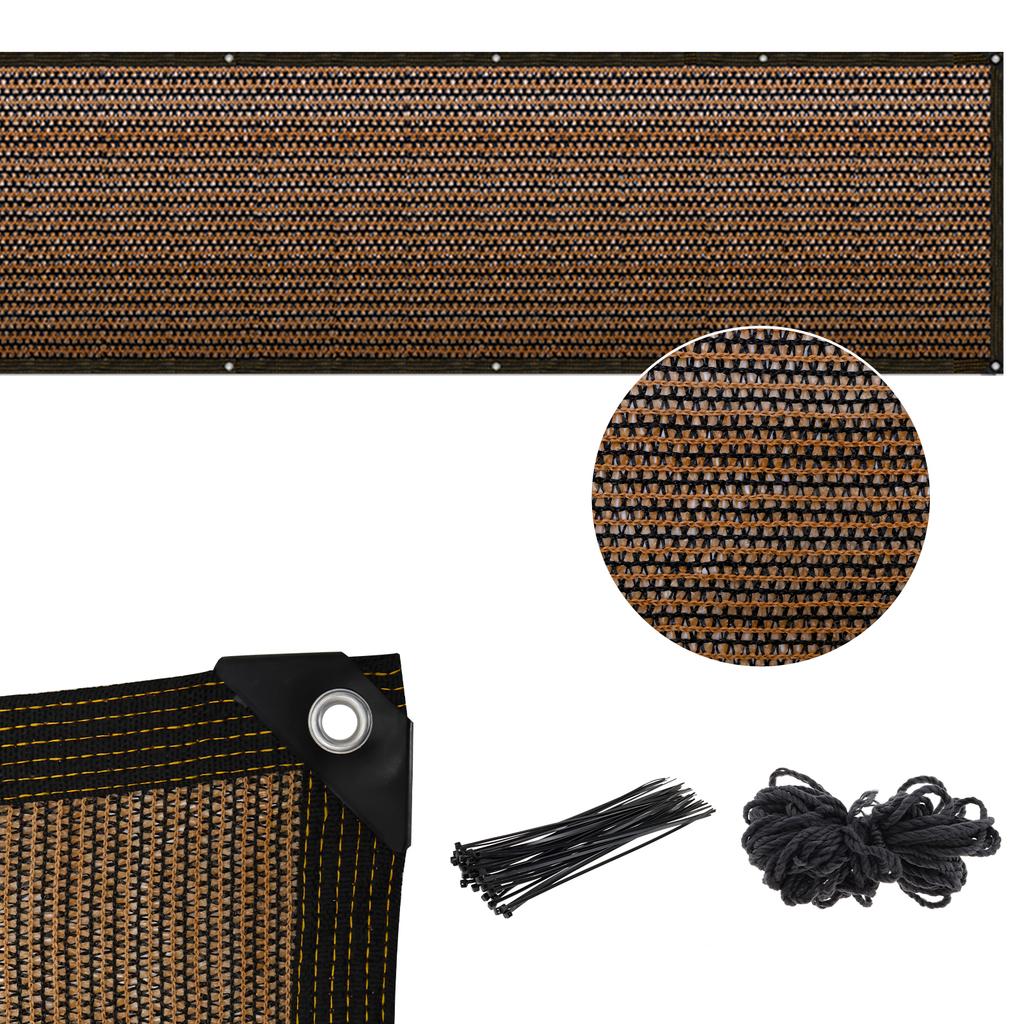 Privacy Fence Screen 120GSM Mesh Shade Net Cover with 50 Zip Ties and 10m Rope 3.28×19.68ft Effective Shading Fence Panels