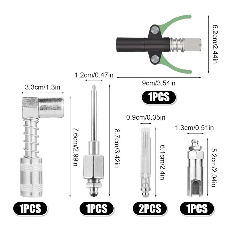 Grease Adapter Fitting Kit 90 Degree Coupler With Needle Nozzle Suitable For 1/8 NPT Grease Guns Universal Compatibility